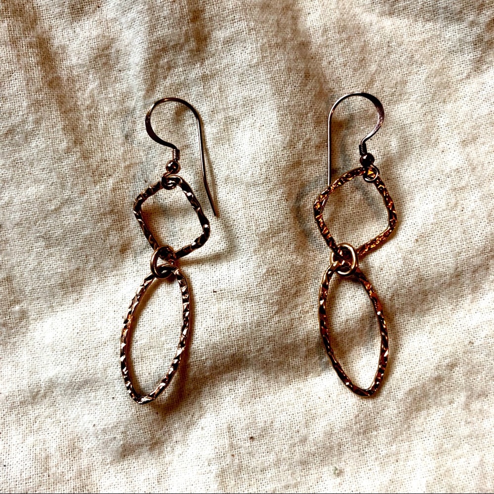 Rose Gold Geometric Dangle Earrings LIKE NEW